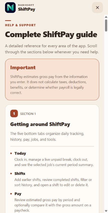 ShiftPay how-to guide page