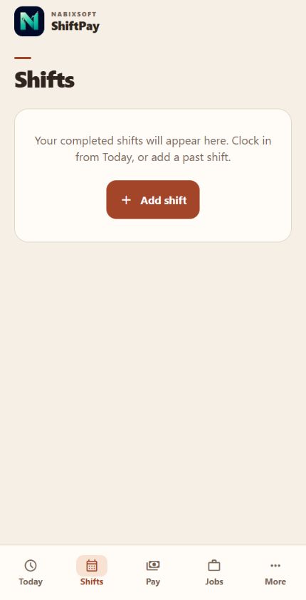 ShiftPay Shifts screen